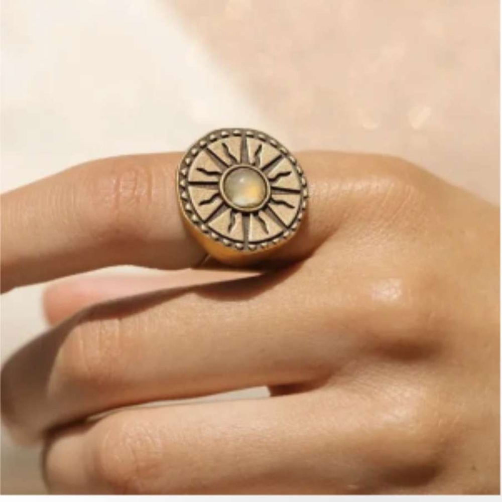 ALEX AND ANI Jade Sun Cocktail Ring